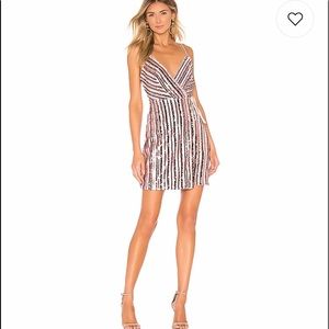 BCBG WHITE/ROSEGOLD/MULTI Wrap Dress Size 12 NWT